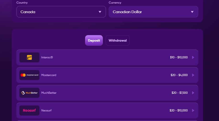 Deposit with Interac